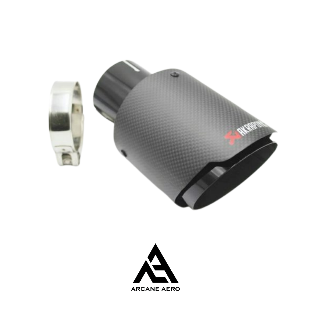 AKRARPOVIS ARCANE AERO STYLE CARBON FIBRE TAIL PIPES (SLASH CUT)