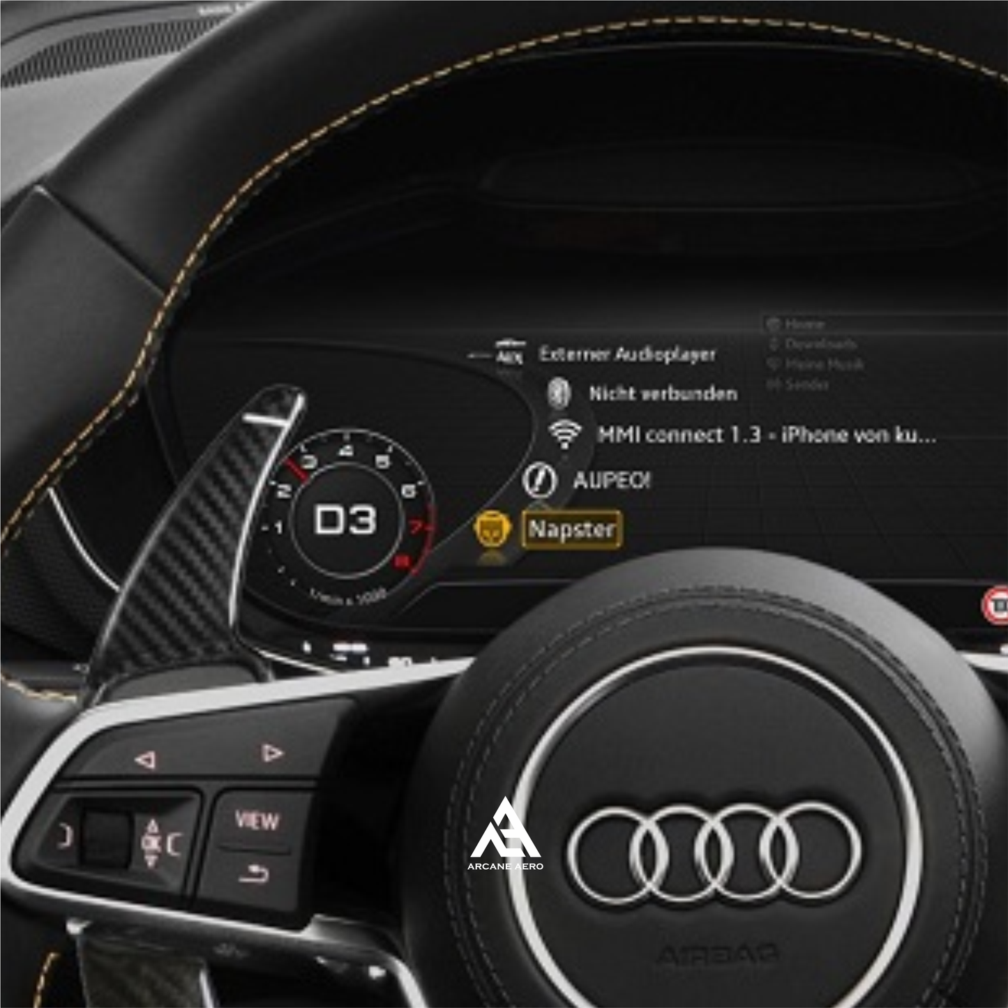 AUDI (MQB GENERATION) 100% GENUINE CARBON FIBRE ARCANE AERO BATMAN DSG PADDLE EXTENSIONS