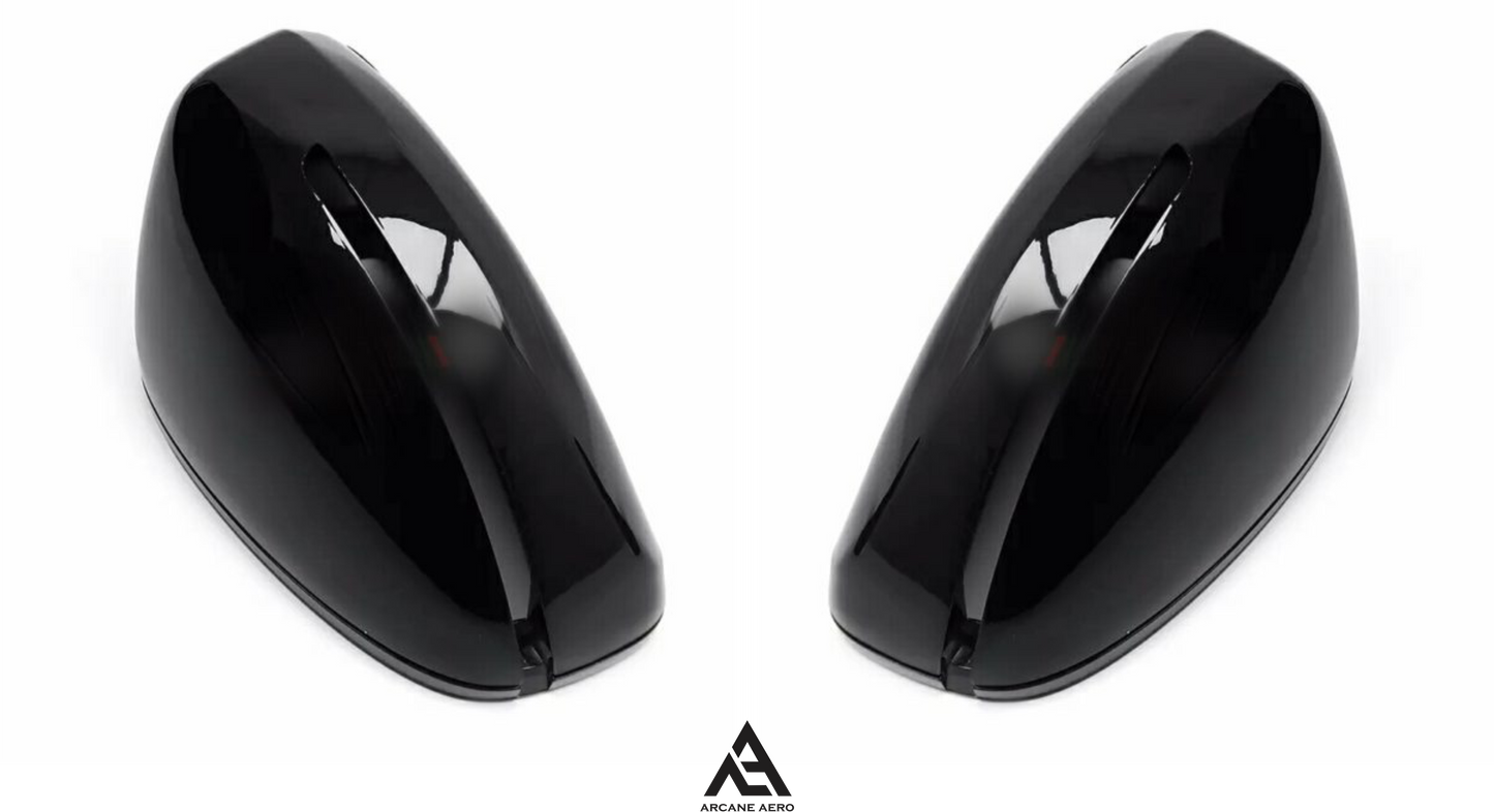 AUDI TT 8J ARCANE AERO MK2 GLOSS BLACK MIRROR CAPS
